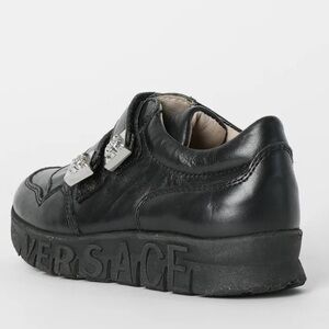 Young Versace Black Leather Shoes Sz 23 (US Sz 7) Excellent Condition